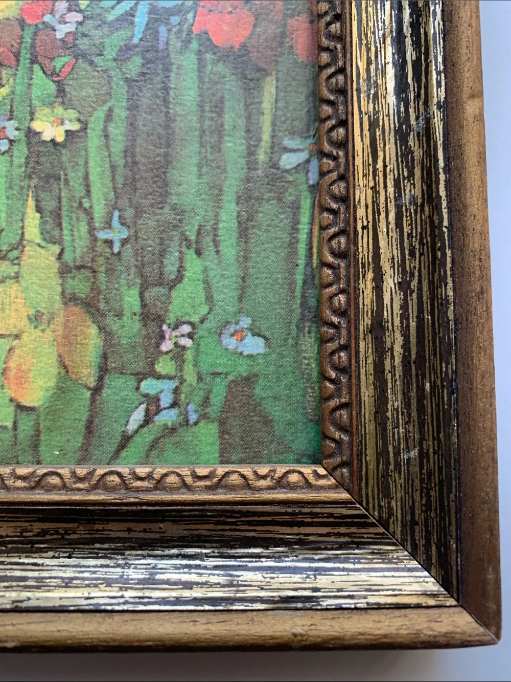Vintage Art Floral Print Embellished Wood Frame - Picture 3 of 6